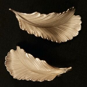 Giovanni Light Gold Tone Leaf/Feather Earrings